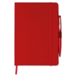 Caderno promocional com caneta folhas A5 pautadas Hemming cor vermelho