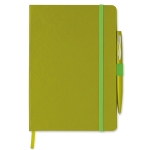 Caderno promocional com caneta folhas A5 pautadas Hemming cor verde-lima