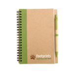 Caderno papel reciclado com detalhe colorido, folhas B6 lisas EcoColors cor verde-lima vista principal