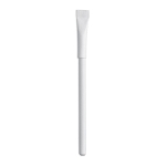 Caneta para empresas feita de cartão reciclado com tinta azul cor branco terceira vista