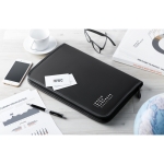 Portefólio de poliéster com bolsos e bloco de notas Workday cor preto vista conjunto principal