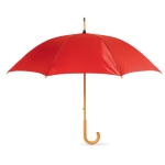 Guarda-chuva de poliester 190T com cabo em madeira ø103 Basic Manual cor vermelho