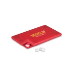 Rebuçados personalizados baratos de menta CandyCard cor vermelho transparente vista principal segunda vista