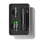 Lanterna serigrafada para publicidade em caixa de metal LightBeam cor preto