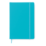 Caderno promocional barato colorido, folhas A5 pautadas cor turquesa
