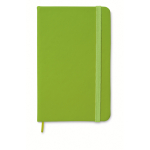Caderno promocional barato colorido, folhas A5 pautadas cor verde-lima