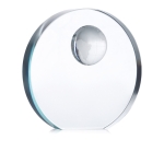 Troféu publicitário com detalhe de globo Tierra Mundial cor transparente