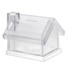 Mealheiro personalizado em forma de casa fabricado em plástico Micasa cor transparente