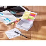 Bloco de notas personalizado de cartão branco com notas adesivas Memoset cor branco vista conjunto