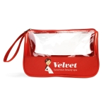 Elegante nécessaire promocional de microfibra e PVC Uptown cor vermelho vista principal segunda vista