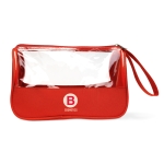 Elegante nécessaire promocional de microfibra e PVC Uptown cor vermelho terceira vista principal
