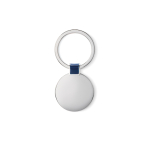 Elegante porta-chaves para empresas redondo de níquel brilhante Circle cor azul real