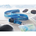 Lanyard personalizado de 2 cm com fivela e fecho BasicStyle Extra cor ciano vista conjunto principal