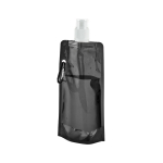 Garrafa dobrável publicitária de plástico com mosquetão 460ml Clip cor preto