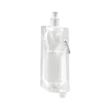 Garrafa dobrável publicitária de plástico com mosquetão 460ml Clip cor branco terceira vista