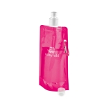 Garrafa dobrável publicitária de plástico com mosquetão 460ml Clip cor cor-de-rosa imagem com logo 4