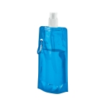 Garrafa dobrável publicitária de plástico com mosquetão 460ml Clip cor azul-claro