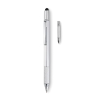 Caneta publicitária multifunções para construção PowerPen cor prateado mate segunda vista