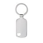 Porta-chaves de metal personalizado com detalhe coração Ilove cor prateado mate segunda vista