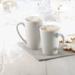 Caneca personalizada de café de cerâmica de 180ml Compact cor branco vista conjunto