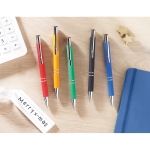Canetas para empresas de metal com borracha e tinta azul Aster Matt cor verde vista conjunto