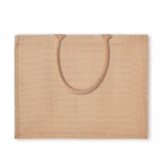 Saco de juta personalizado, interior laminado e alças curtas Jute Shop cor bege terceira vista