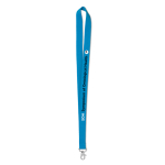 Lanyard personalizado barato de 2 cm com fecho mosquetão BasicStyle cor ciano vista principal