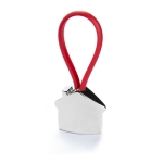 Porta-chaves de metal forma de casa e faixa de borracha colorida Bolky cor vermelho