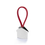 Porta-chaves de metal forma de casa e faixa de borracha colorida Bolky cor vermelho primeira vista