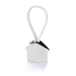Porta-chaves de metal forma de casa e faixa de borracha colorida Bolky cor branco