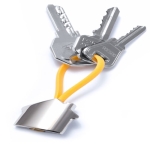 Porta-chaves de metal forma de casa e faixa de borracha colorida Bolky cor amarelo