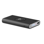 Powerbank sem fios com acabamento em borracha de 8.000 mAh Wireless cor preto
