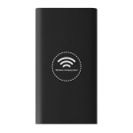 Powerbank sem fios com acabamento em borracha de 8.000 mAh Wireless cor preto quarta vista