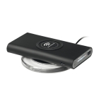 Powerbank sem fios com acabamento em borracha de 8.000 mAh Wireless cor preto quinta vista