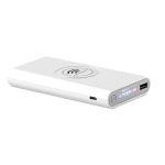 Powerbank sem fios com acabamento em borracha de 8.000 mAh Wireless cor branco