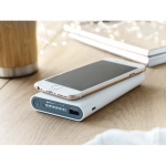 Powerbank sem fios com acabamento em borracha de 8.000 mAh Wireless cor branco segunda vista conjunto