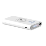 Powerbank sem fios com acabamento em borracha de 8.000 mAh Wireless cor branco segunda vista principal