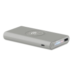 Powerbank sem fios com acabamento em borracha de 8.000 mAh Wireless cor cinzento