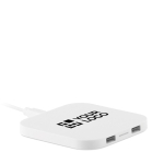 Carregador para telemóvel sem fios de design quadrado ChargePad cor branco vista principal