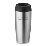 Caneca térmica de aço inoxidável com tampa de segurança 400ml Valve cor prateado mate vista principal