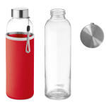 Garrafas de vidro com manga de neoprene 500ml Downtown cor vermelho