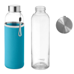 Garrafas de vidro com manga de neoprene 500ml Downtown cor turquesa