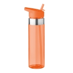 Bidões personalizados de tritan com bocal dobrável 650ml MetalRing cor cor-de-laranja transparente