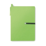 Conjunto com caderno de papel reciclado, adesivos e caneta EcoSet cor verde