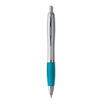 Esferográficas empresariais com antideslizante tinta azul Silver&Color cor azul-claro primeira vista