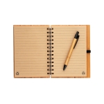 Caderno reciclado com caneta e capa de bambu folhas A5 pautadas Bamboo cor natural terceira vista