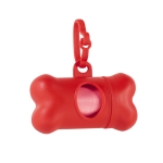 Dispensador de sacos em forma de osso com logótipo Canina Bone cor vermelho