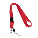 Lanyard de 2 cm de poliéster com minilanyard e fecho Doubleclip Plus cor vermelho