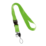 Lanyard de 2 cm de poliéster com minilanyard e fecho Doubleclip Plus cor verde maçã