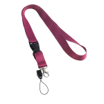 Lanyard de 2 cm de poliéster com minilanyard e fecho Doubleclip Plus cor roxo